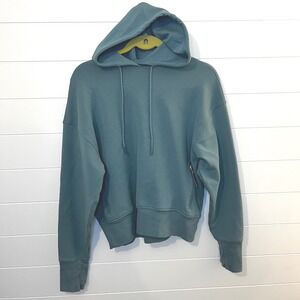 Old Navy Active Dynamic Fleece Cropped Hoodie Teal Size M Breathable Zip Pockets